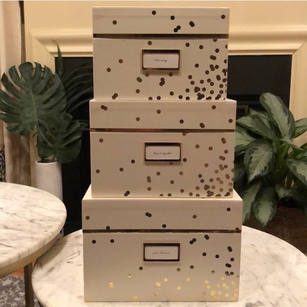Kate Spade Gold Confetti Nesting Boxe